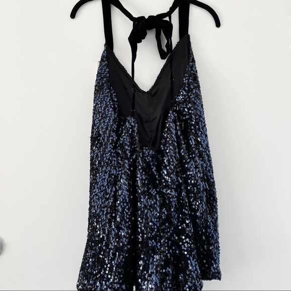 Free People Sparkle and Shine Sequin Romper with Tie Back - Picture 6 of 15